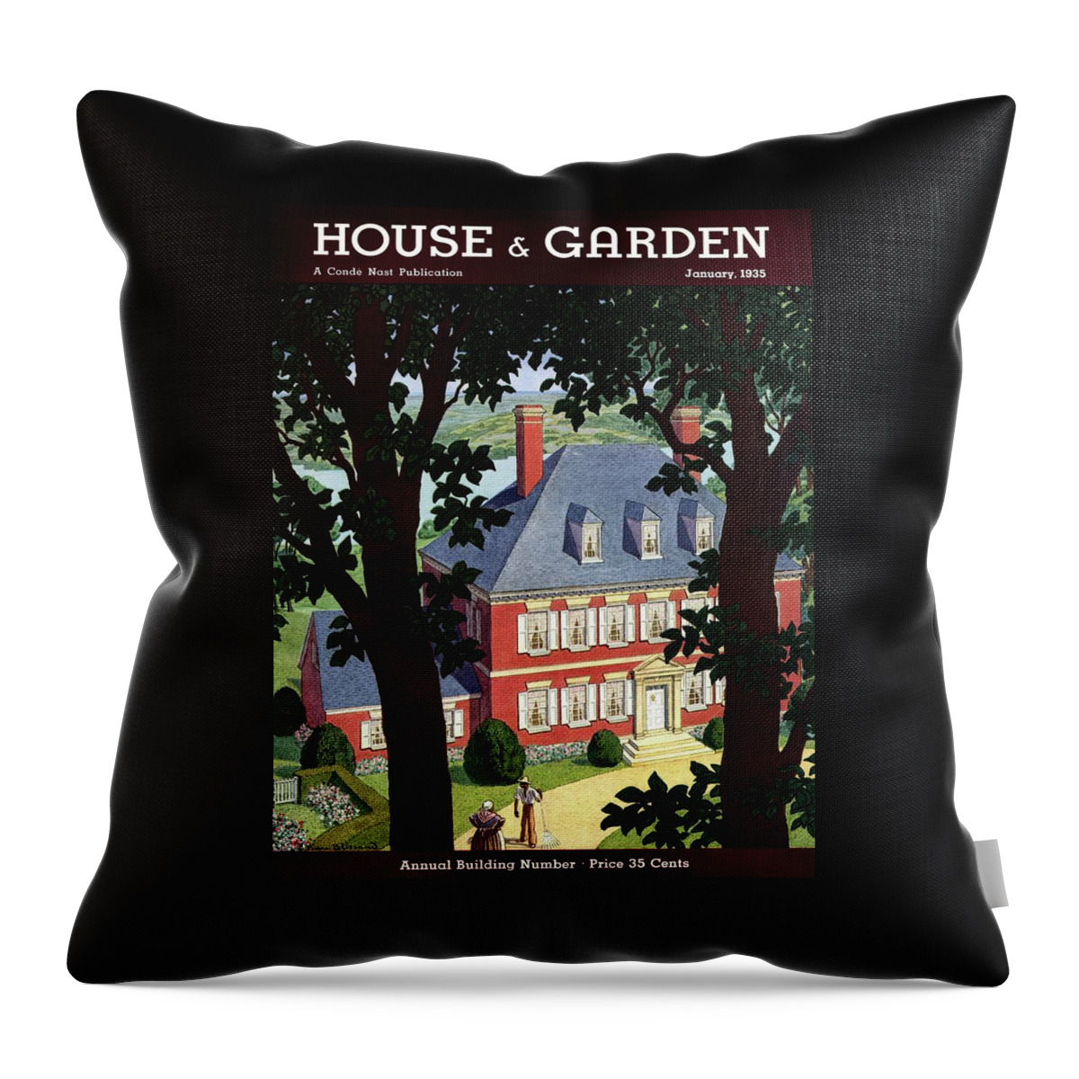 A Colonial Manor House Throw Pillow