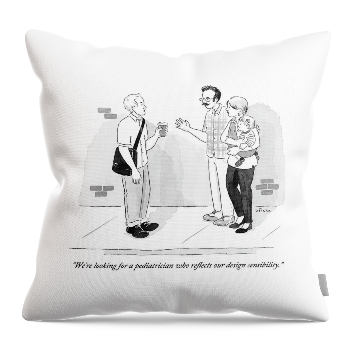 A Couple Converses With A Man On The Street Throw Pillow