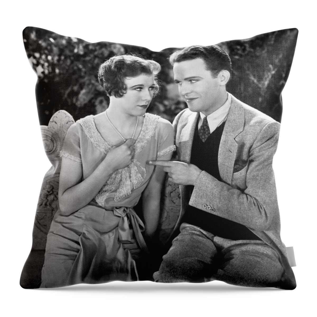 1035-786 Throw Pillow featuring the photograph A Couple Flirting by Underwood Archives
