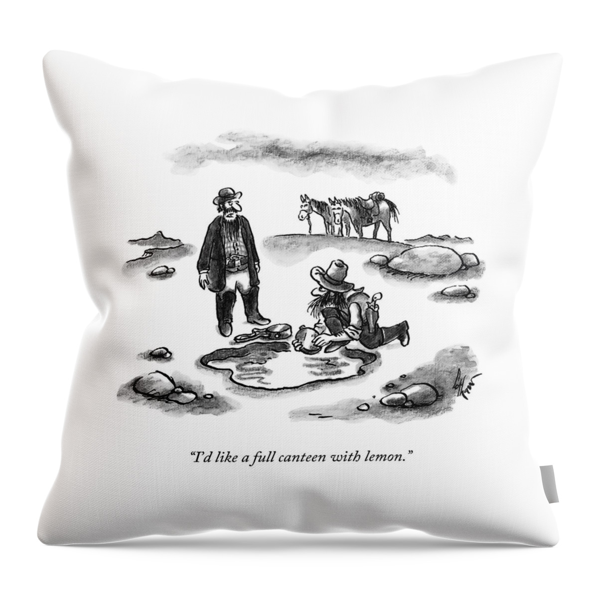 A Cowboy Speaks To Another Throw Pillow