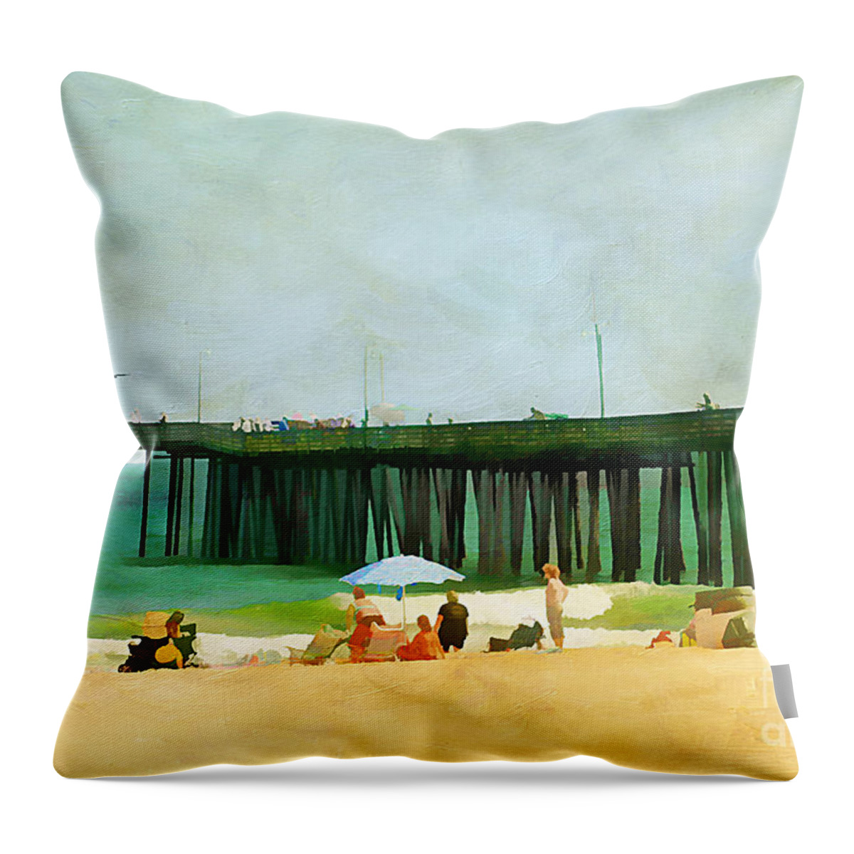 America Throw Pillow featuring the photograph A Day at the Beach by Darren Fisher