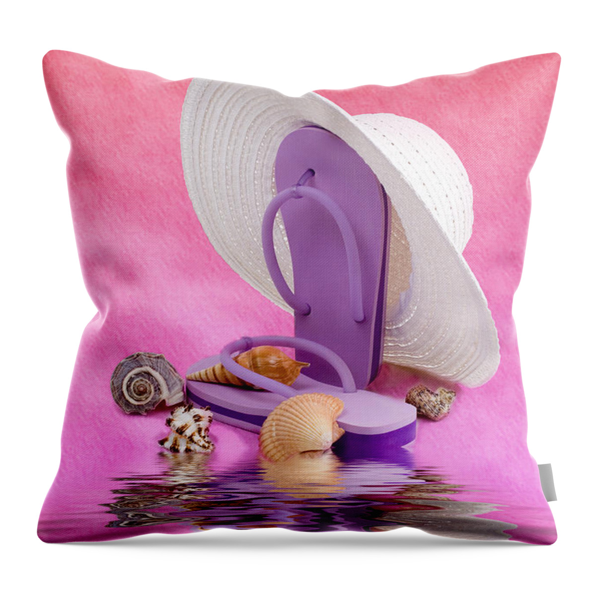 Hat Throw Pillow featuring the photograph A Day at the Beach Still Life by Tom Mc Nemar