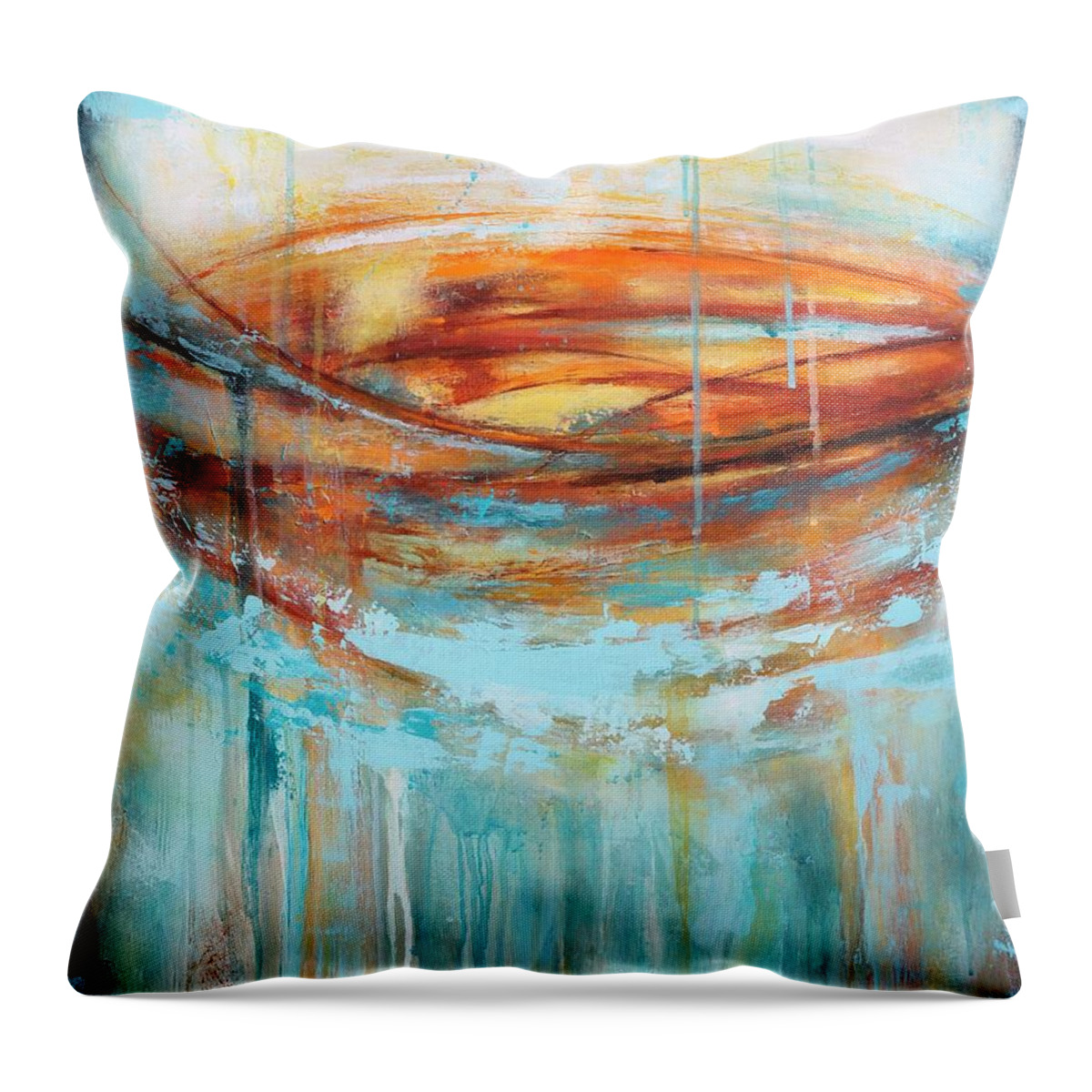 Face Masks Throw Pillow featuring the painting A Day at the Beach by Tracy Male