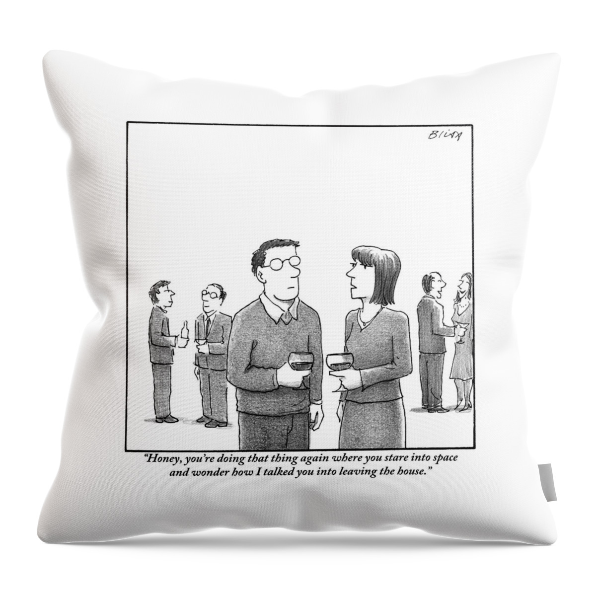 A Disgruntled-looking Woman Speaks To Her Husband Throw Pillow