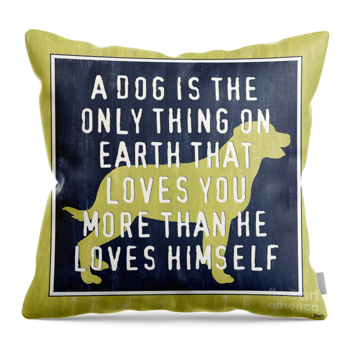 Dog Throw Pillow featuring the painting A Dog... by Debbie DeWitt