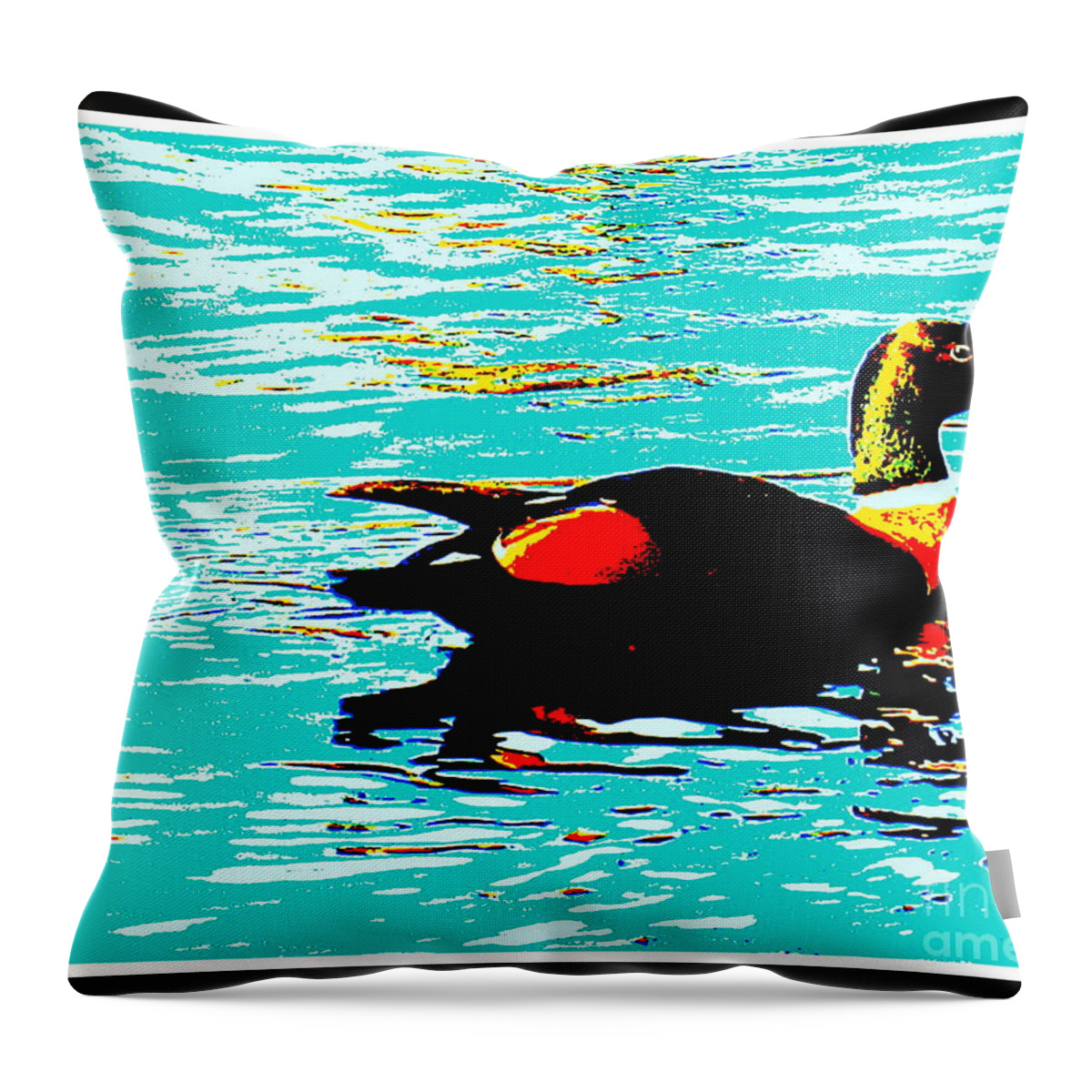 Duck Throw Pillow featuring the photograph A Duck is a duck in a pond by Roberto Gagliardi