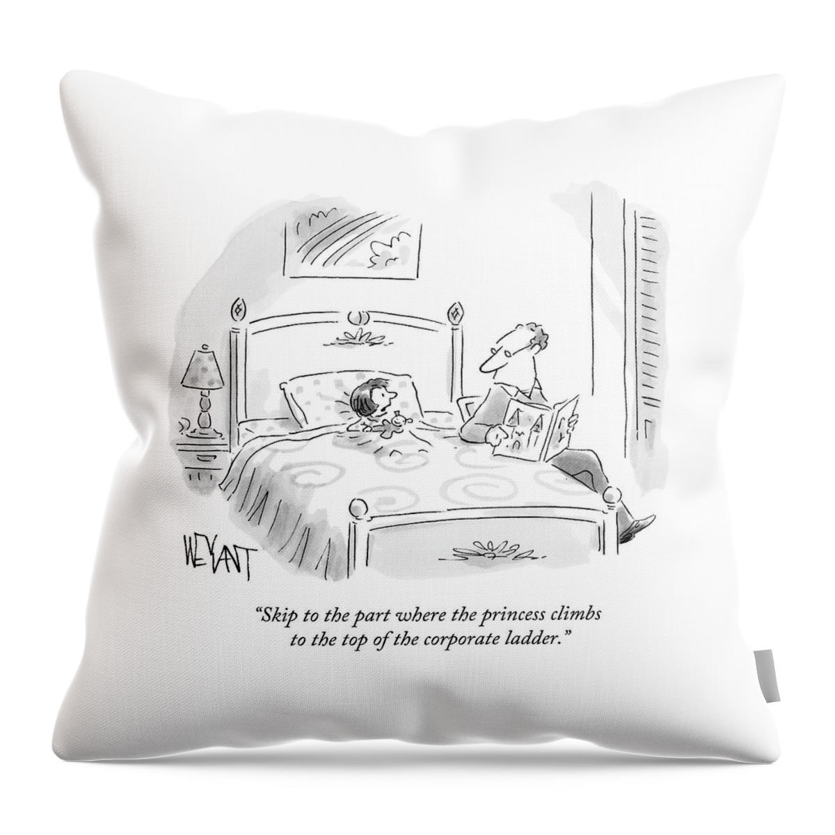 A Father Reads His Daughter A Bedtime Story Throw Pillow