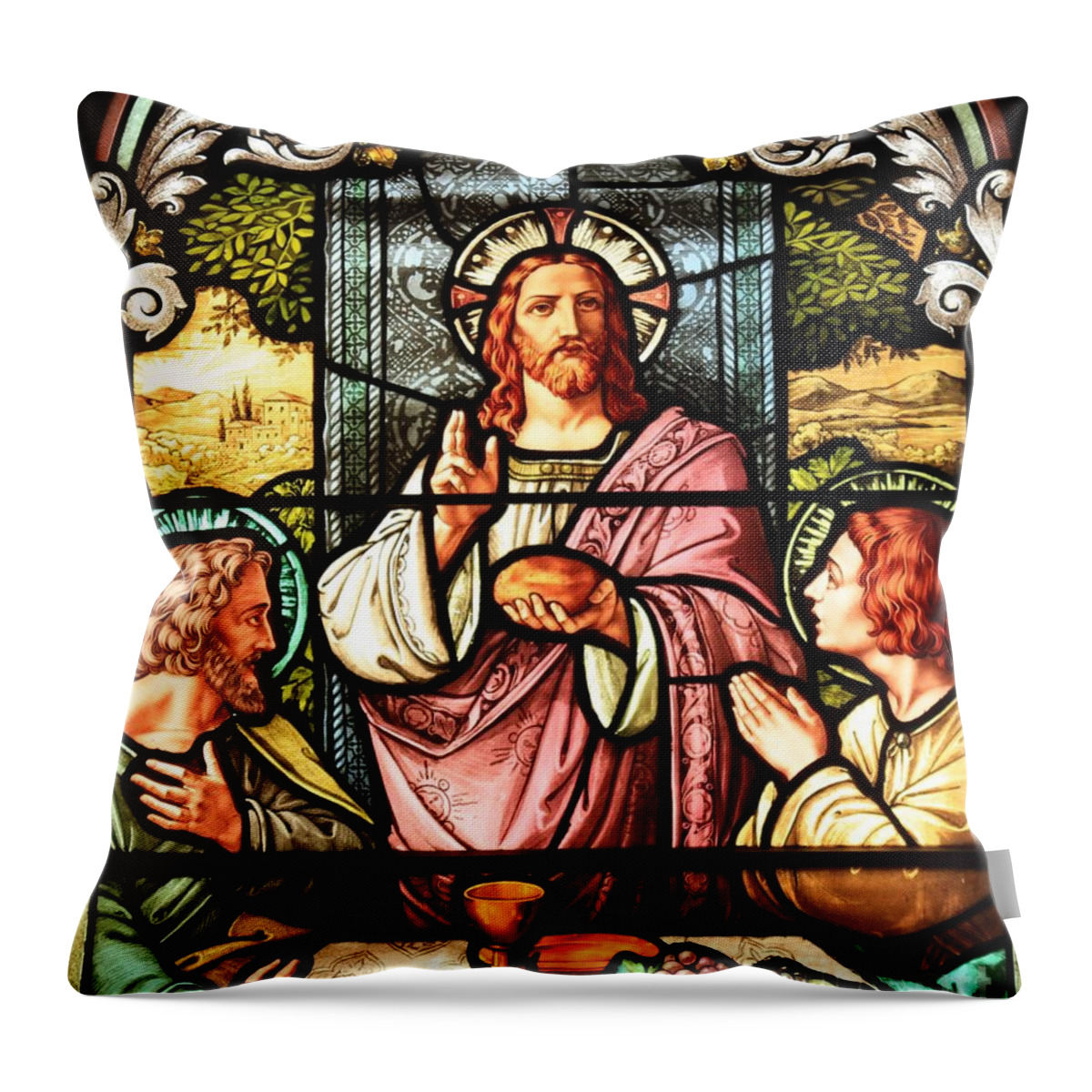 Jesus At Dinner Throw Pillow featuring the photograph A Feast With Jesus by Adam Jewell