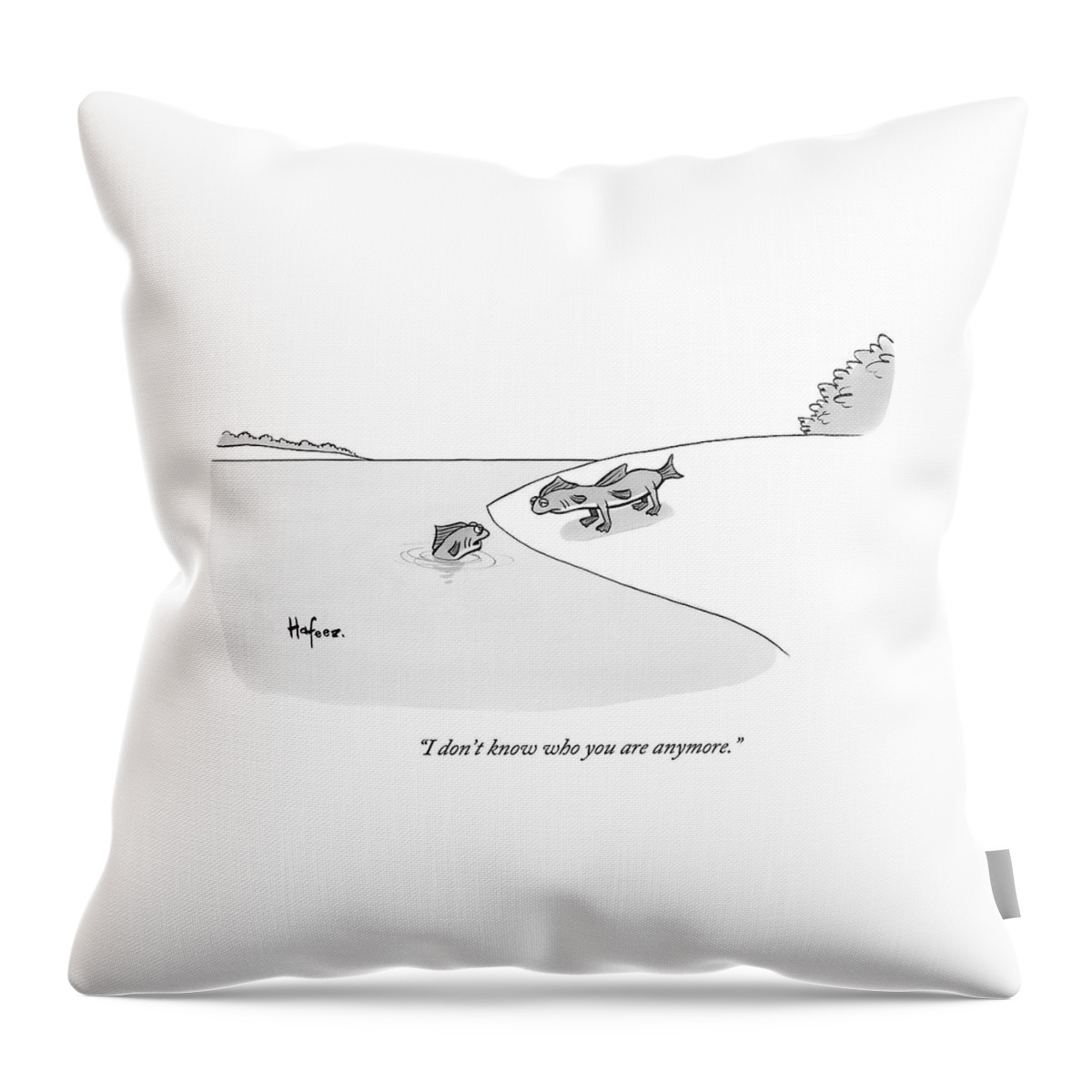 A Fish In Water Talks To Another Fish Which Throw Pillow