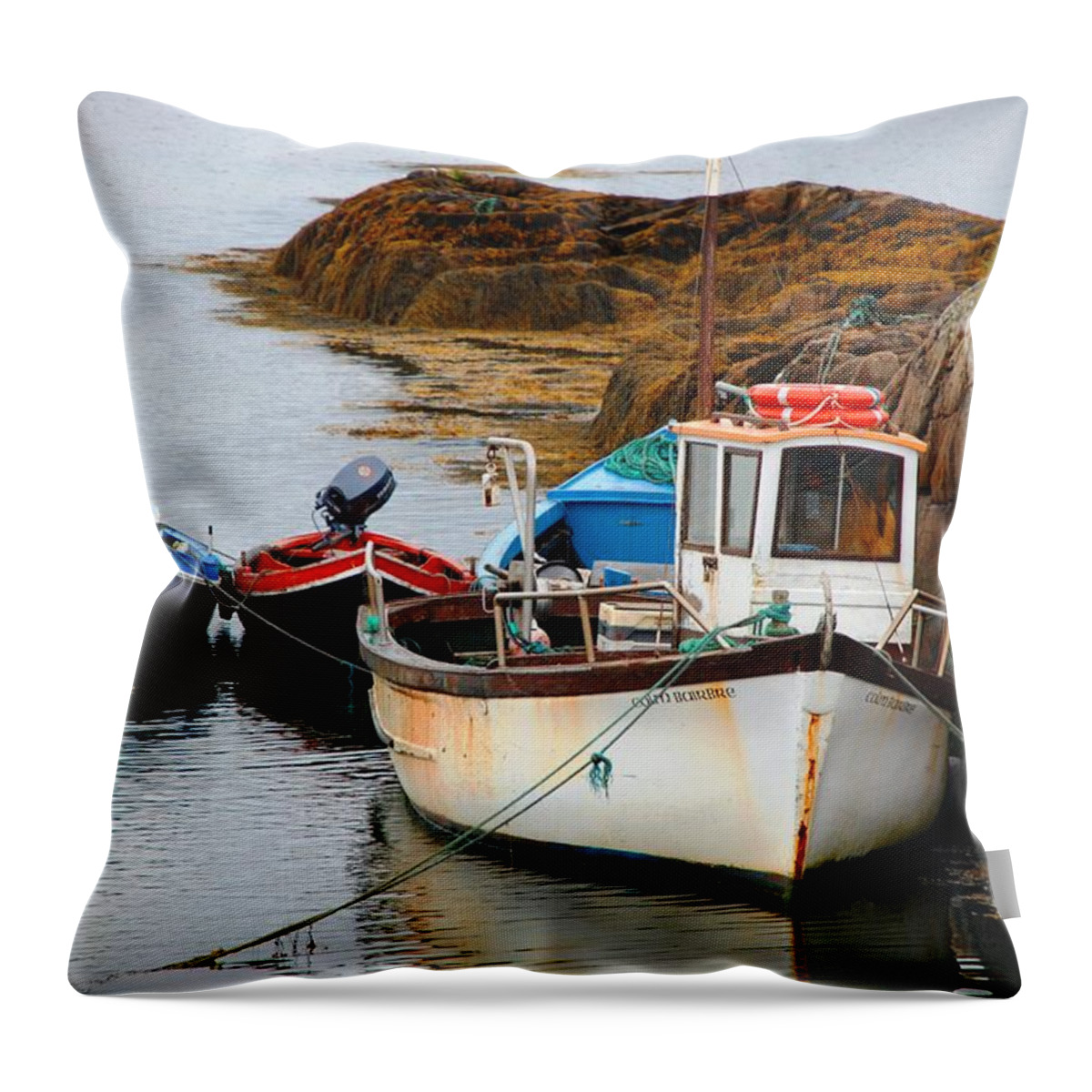 Boat Throw Pillow featuring the photograph A Fishing We Will Go by Norma Brock