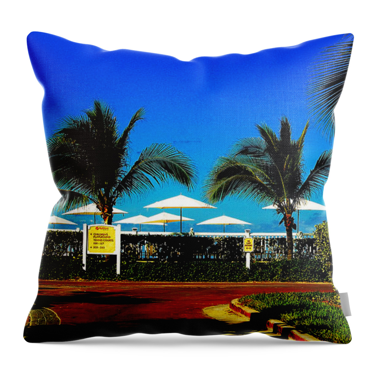 Island Throw Pillow featuring the photograph A Flock of Umbrellas by CHAZ Daugherty