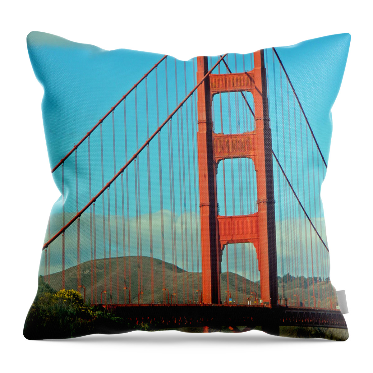 A Golden Gate View Throw Pillow featuring the photograph A Golden Gate View by Emmy Vickers