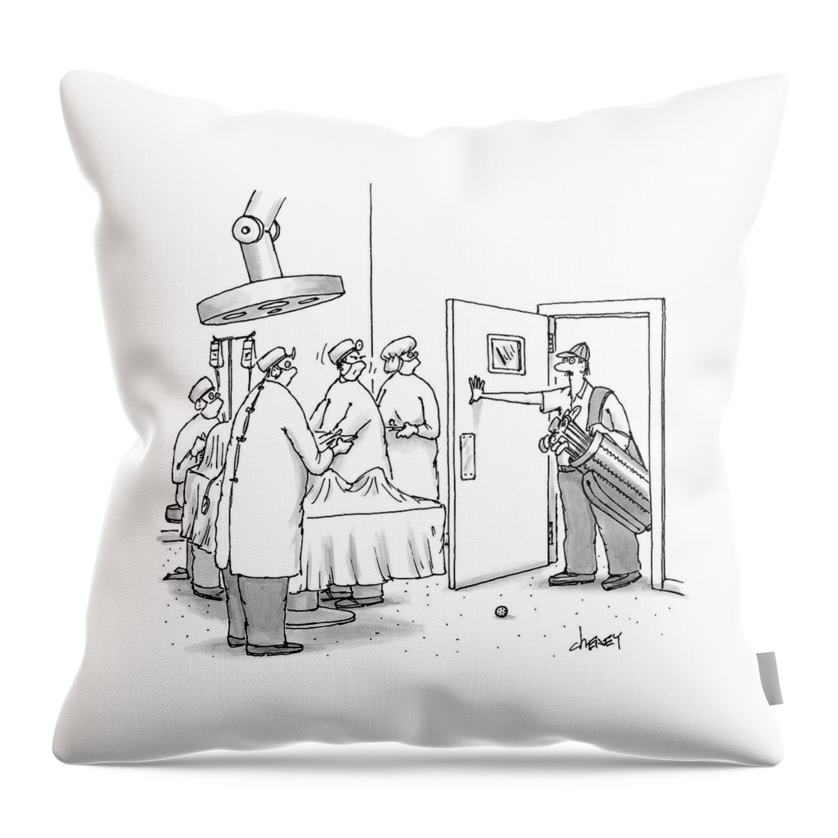 A Golfer Enters An Operating Room Where His Golf Throw Pillow