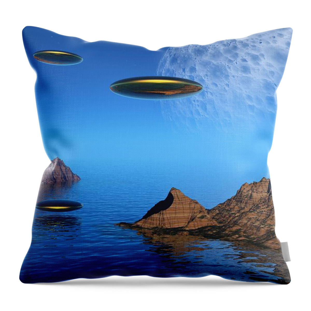 Moon Throw Pillow featuring the digital art A Great Day For Flying by Lyle Hatch