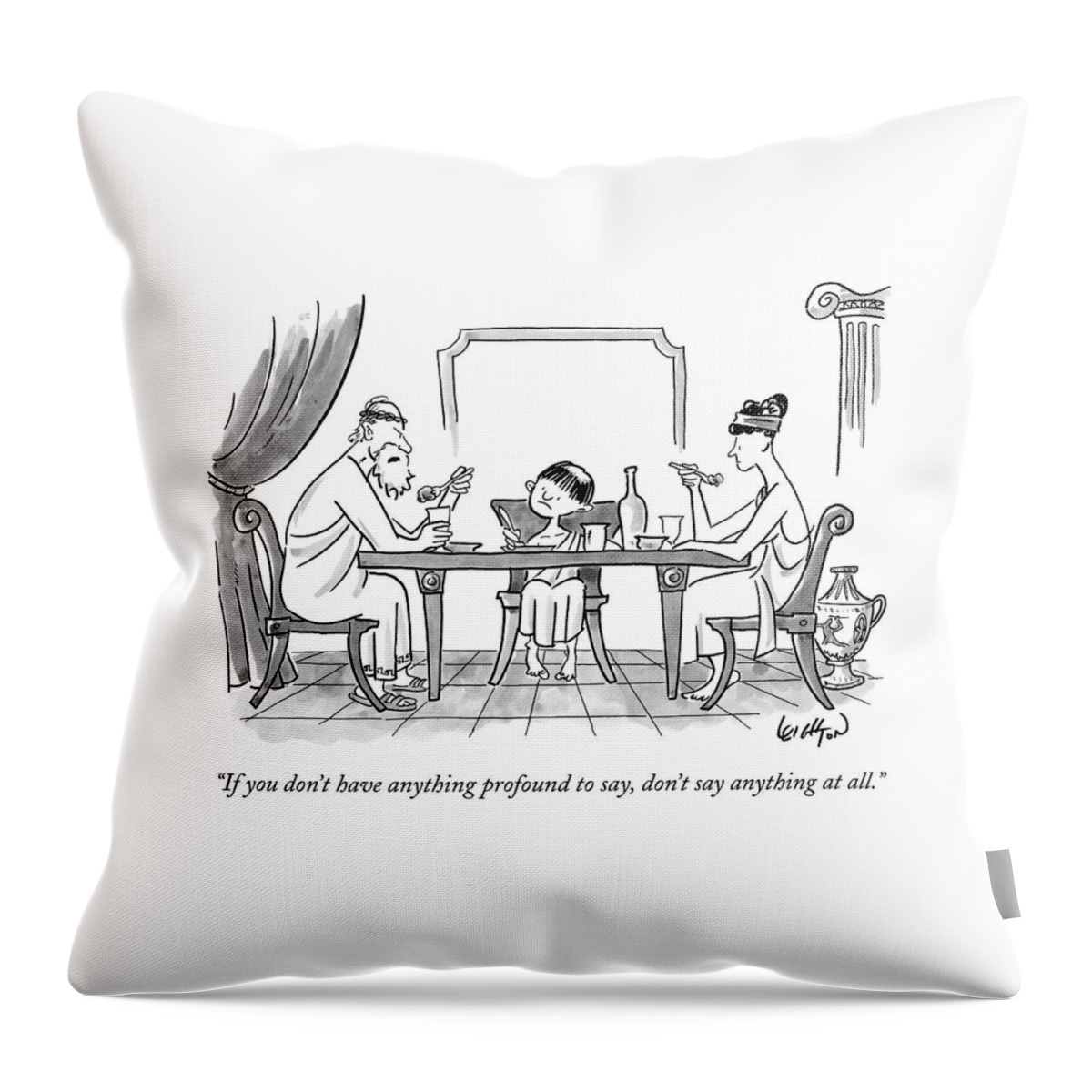 A Greek Family Is Seen Eating At The Table Throw Pillow