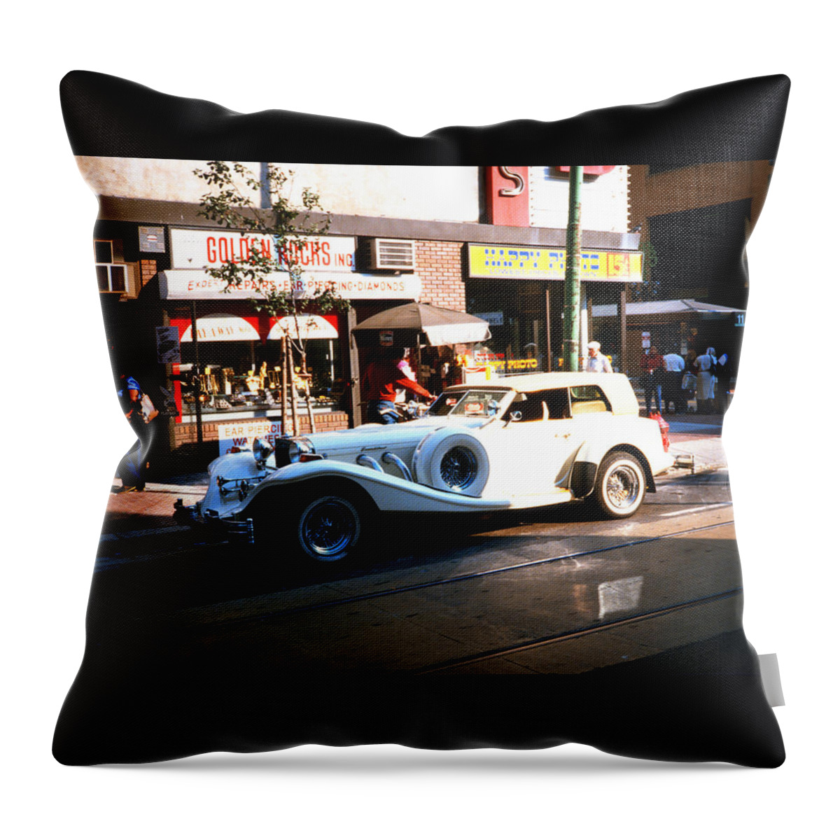 Greenwich Village Throw Pillow featuring the photograph A Greenwich Village Scene in 1984 by Gordon James