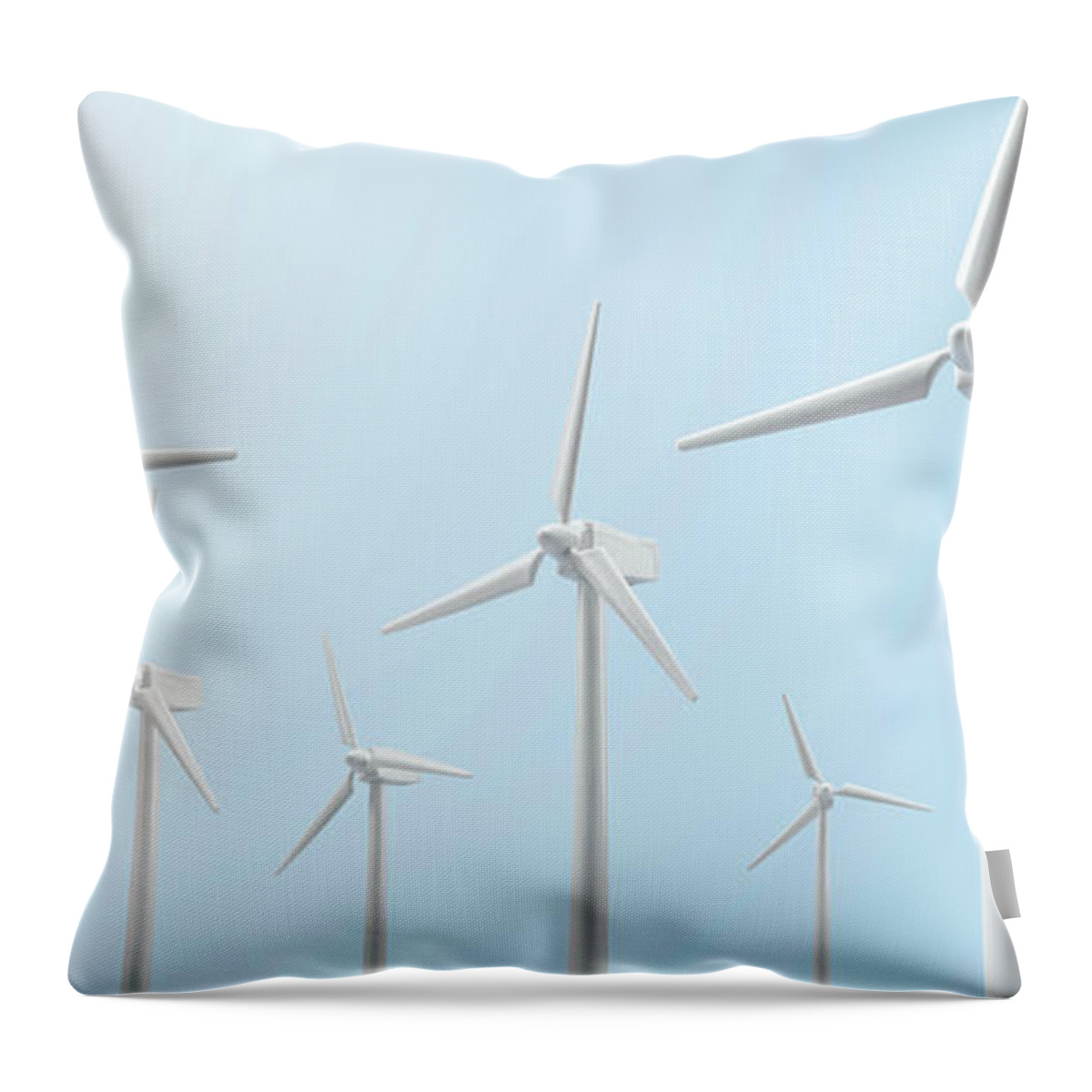 Environmental Conservation Throw Pillow featuring the photograph A Group Of Wind Turbines by Yagi Studio