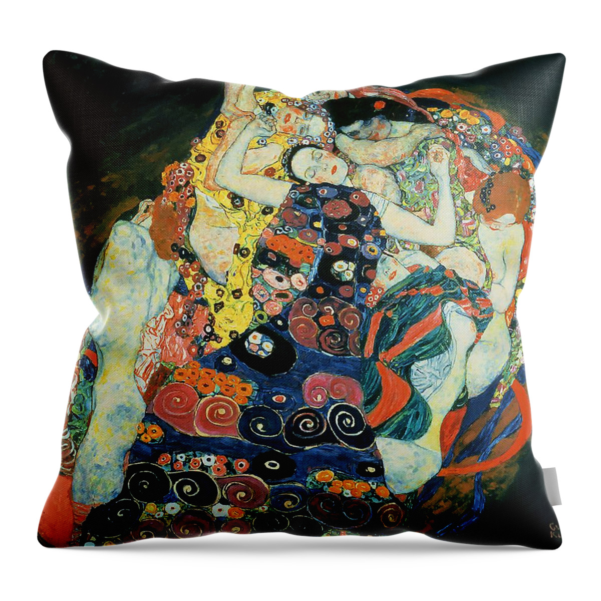 Gustav Klimt Throw Pillow featuring the painting The Maiden #1 by Gustav Klimt