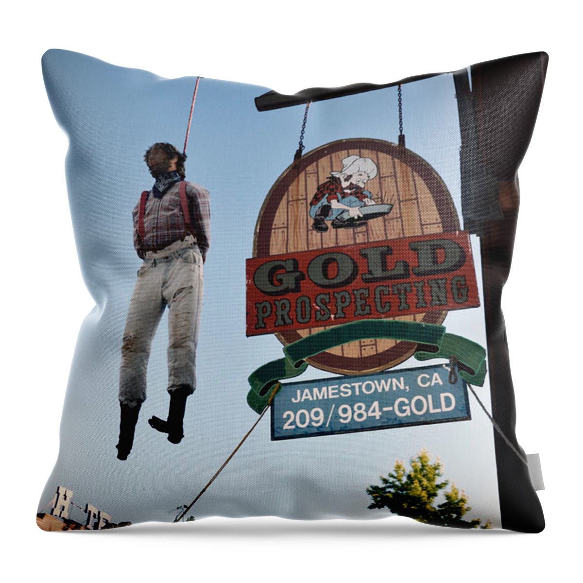 Hanged Man Throw Pillow featuring the photograph A hanged man in Jamestown by RicardMN Photography