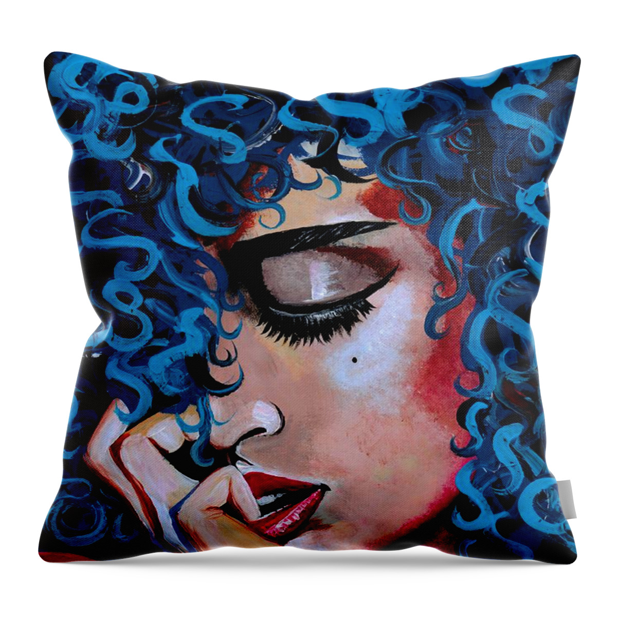 Model Throw Pillow featuring the photograph A Happy Woman is a Satisfied Woman by Artist RiA