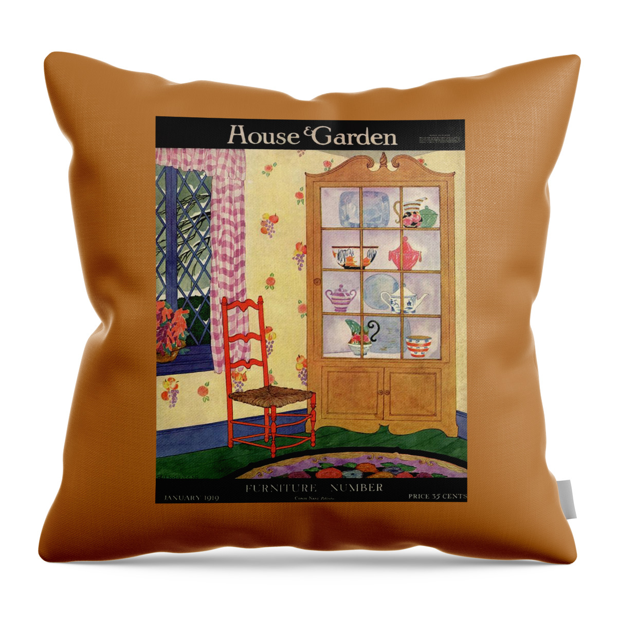 A House And Garden Cover Of A Chair By A Cabinet Throw Pillow