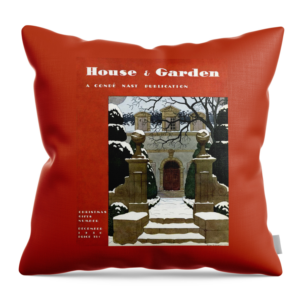 A House And Garden Cover Of A Mansion Throw Pillow