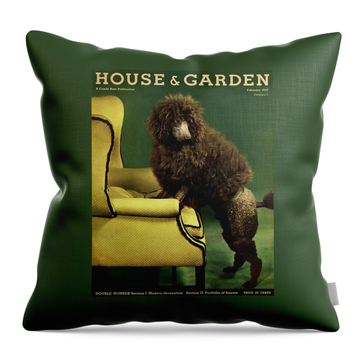 A House And Garden Cover Of A Poodle Throw Pillow