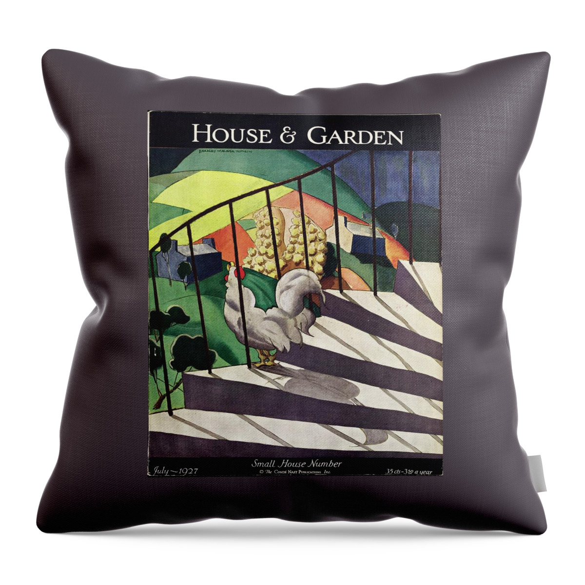A House And Garden Cover Of A Rooster Throw Pillow