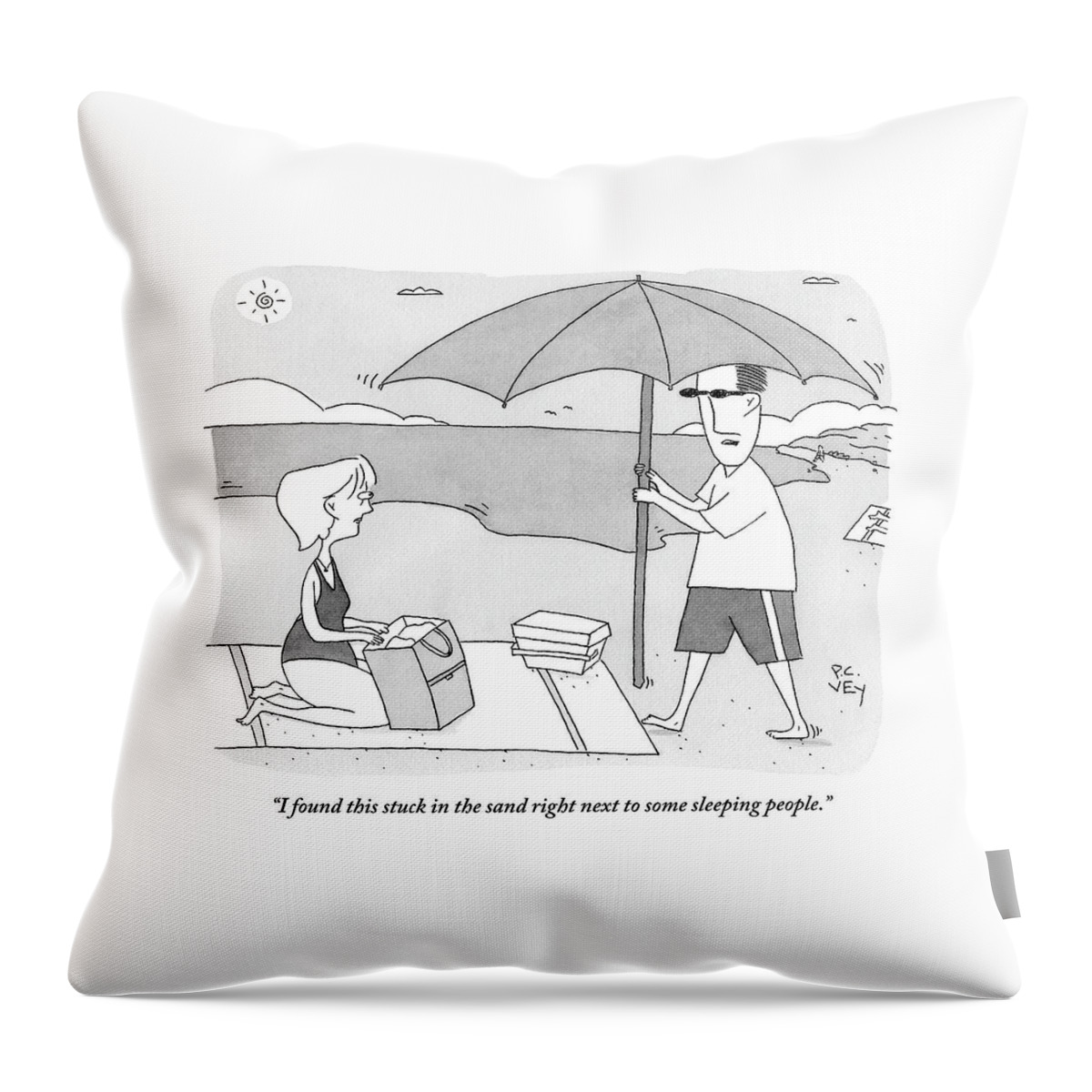 A Husband Returns To His Wife At The Beach Having Throw Pillow
