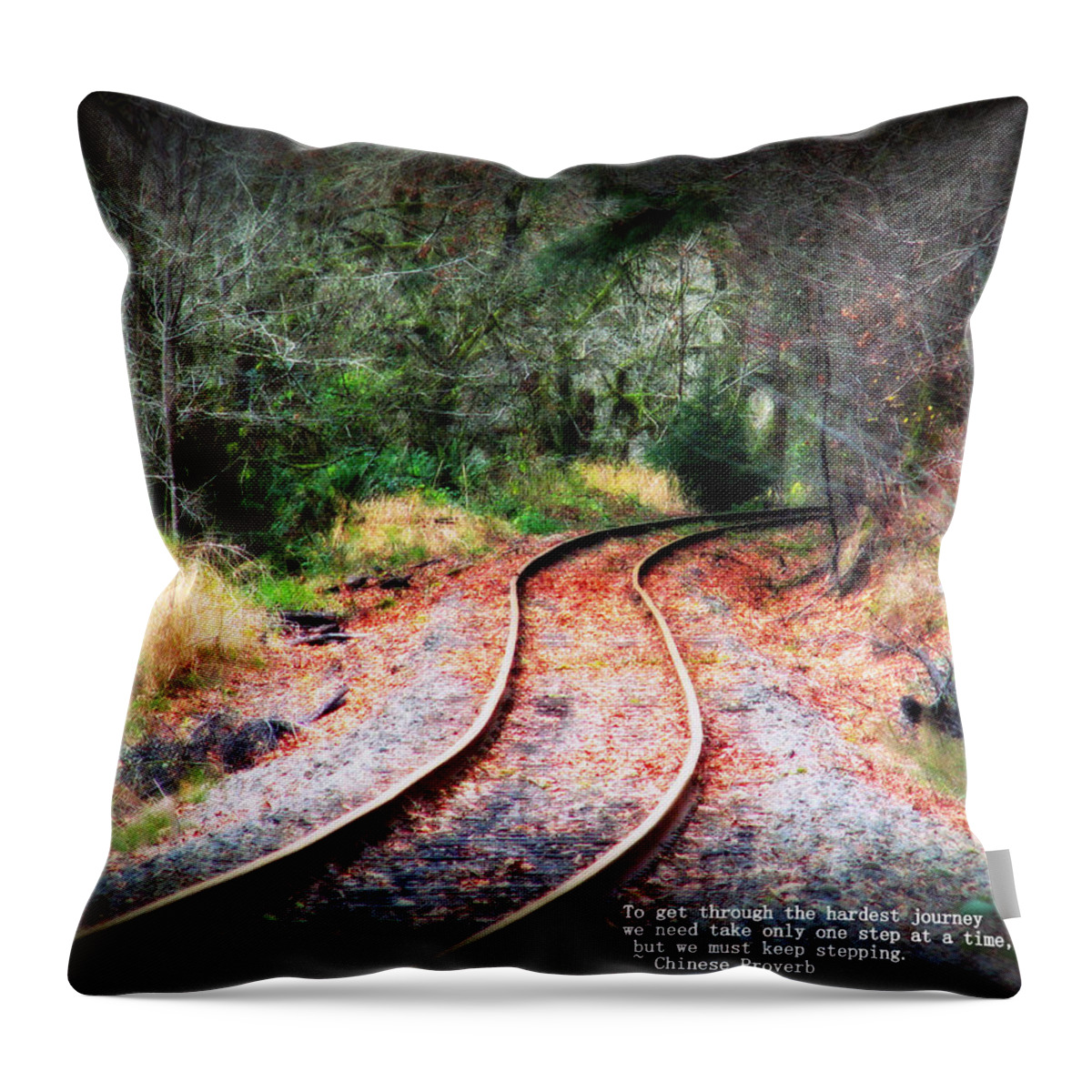 Railroad Throw Pillow featuring the photograph A Journey of Dreams Inspirational by Melanie Lankford Photography
