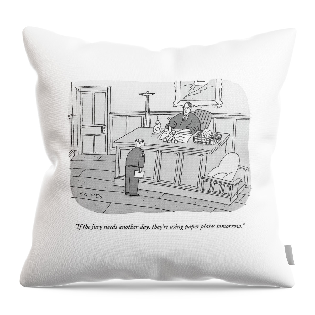 A Judge Washes Dishes In A Sink At His Desk Throw Pillow