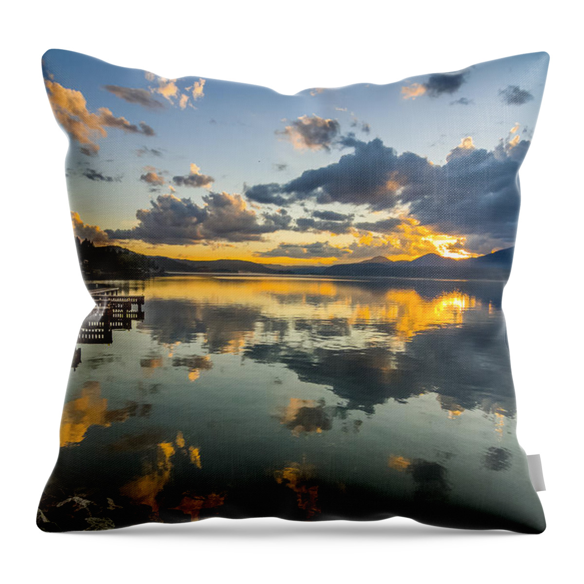 Lake Throw Pillow featuring the photograph A Lake Pend Oreille Sunset - 120601A-040 by Albert Seger