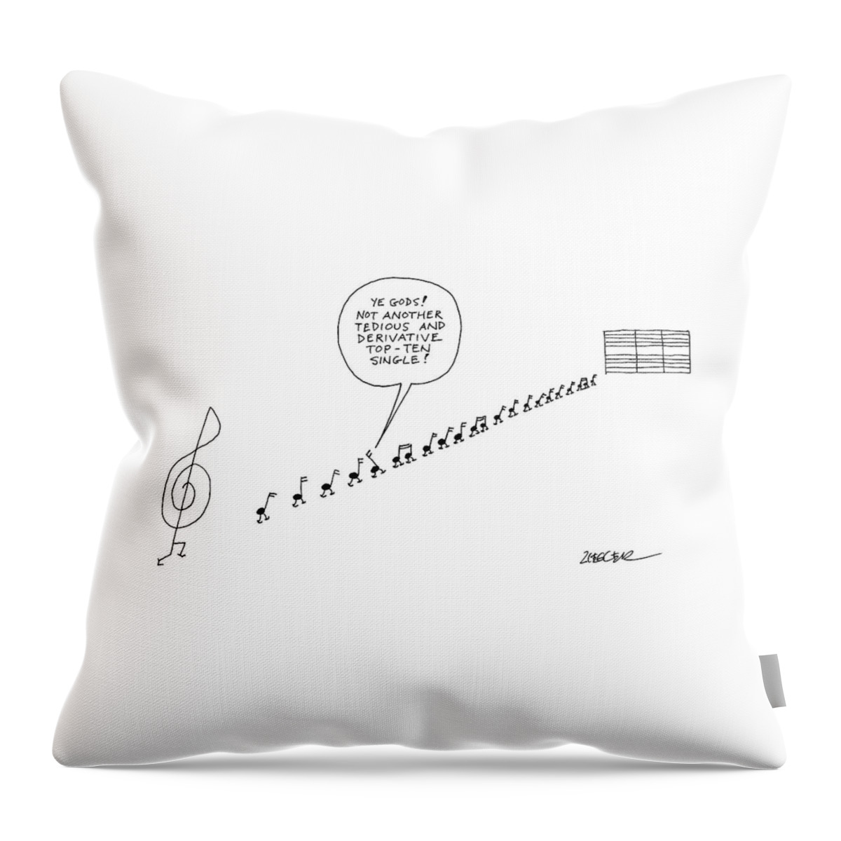 A Line Of Musical Notes Are Seen Marching Throw Pillow