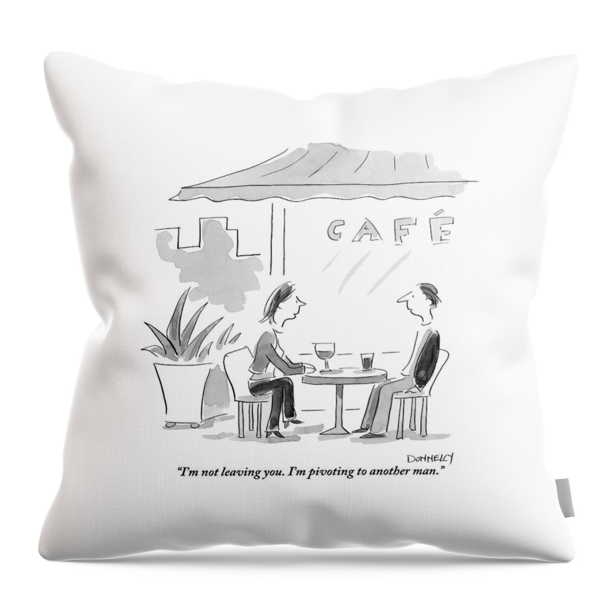A Man And A Woman Are Seen Sitting And Talking Throw Pillow