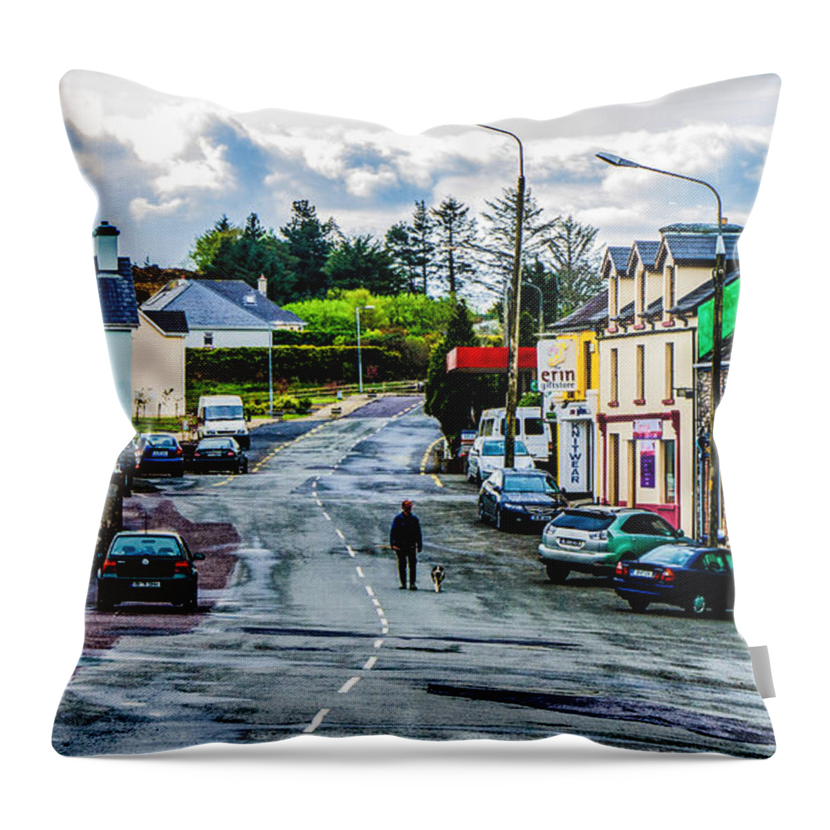 Architectural Throw Pillow featuring the photograph A Man And His Dog by Mary Carol Story
