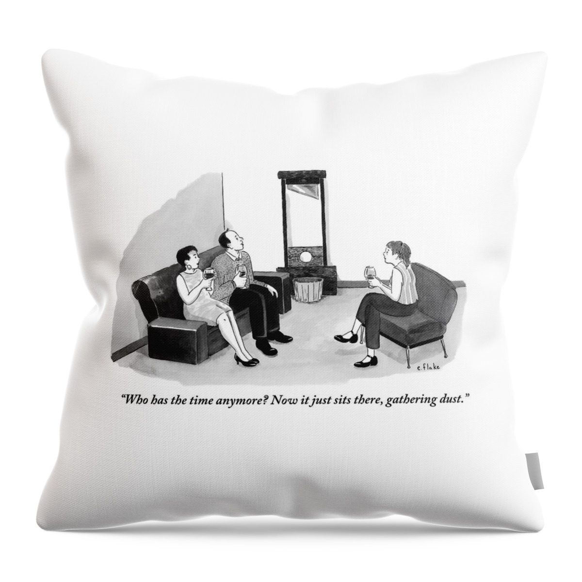 A Man And Two Women Having Wine In A Living Room Throw Pillow