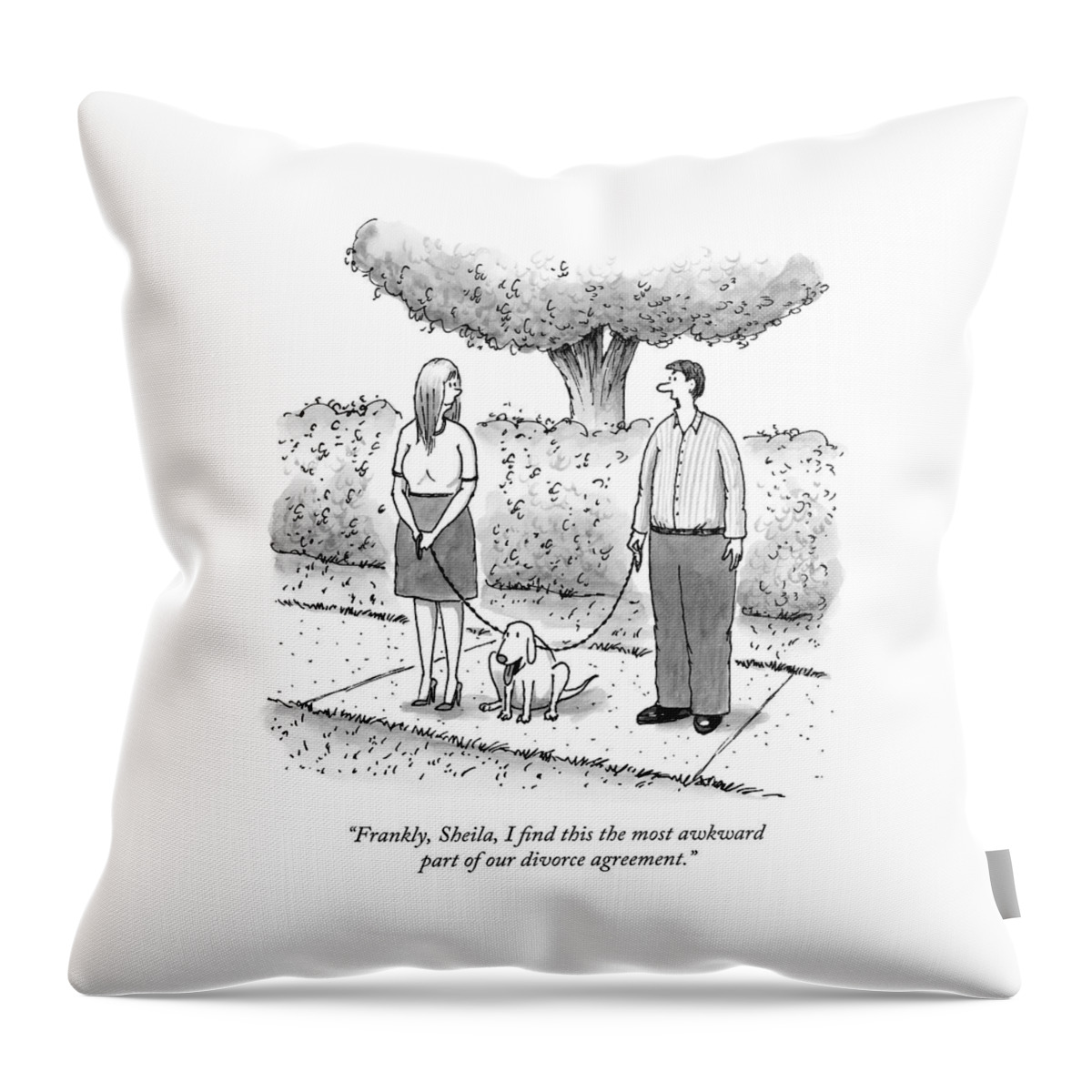 A Man And Woman Have On Leash The Same Dog Throw Pillow