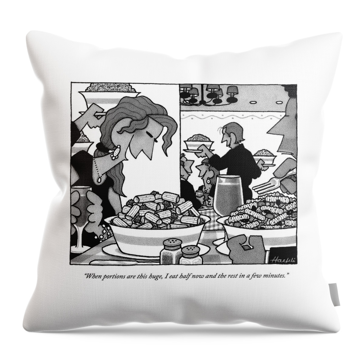 A Man And Woman Sit Opposite Each Other Throw Pillow