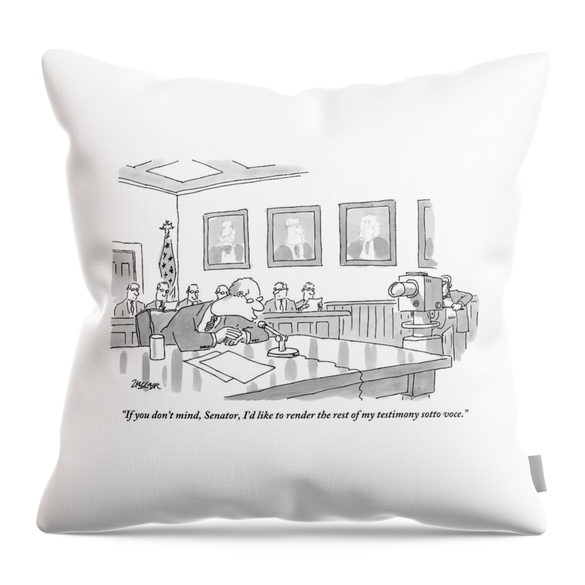 A Man Giving Testimony At A Government Hearing Throw Pillow