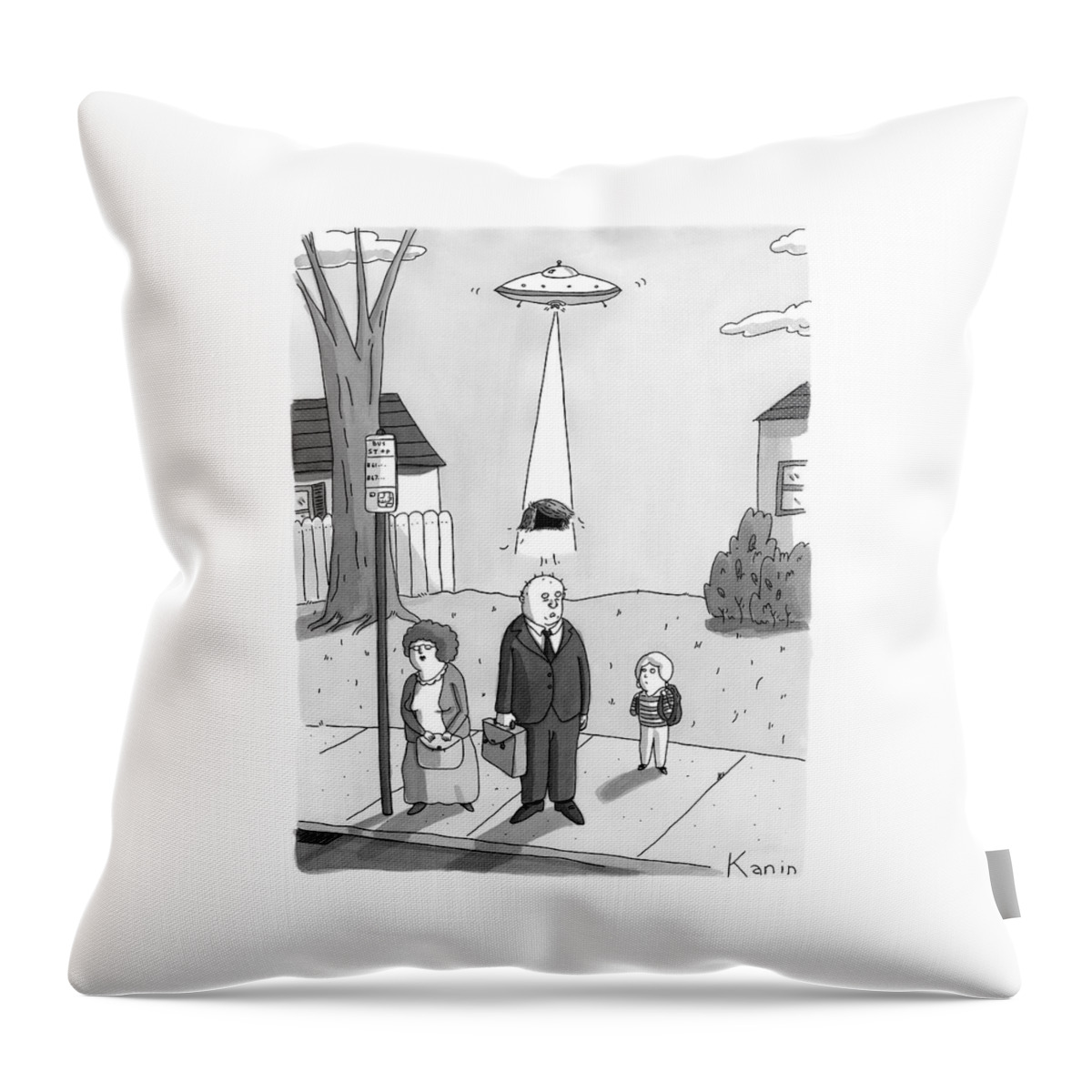 A Man Has His Toupee Abducted By Aliens Traveling Throw Pillow