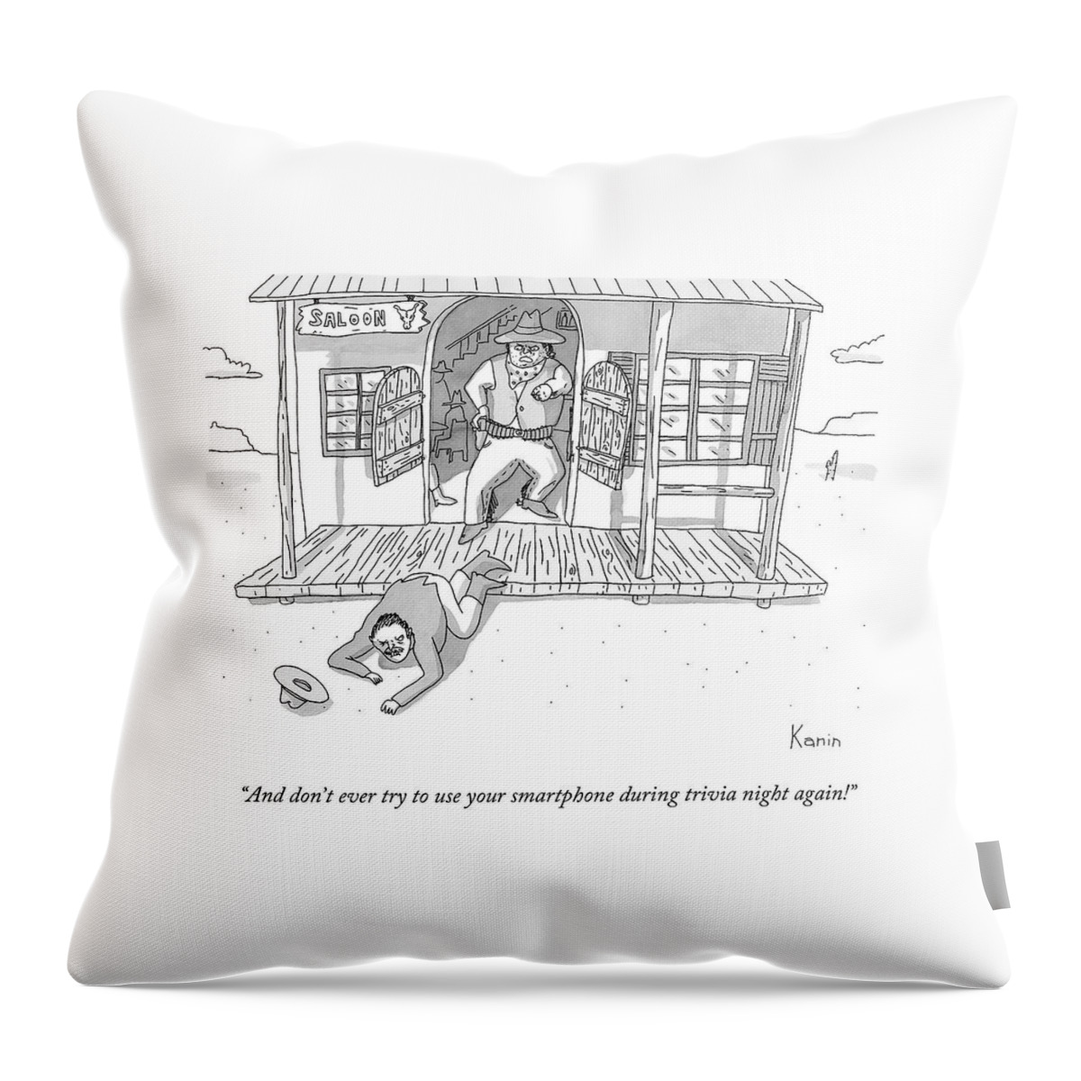 A Man Is Crawling Out Of A Saloon Throw Pillow