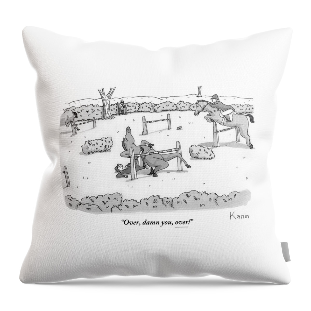 A Man Is Riding A Horse In A Competition. Throw Pillow