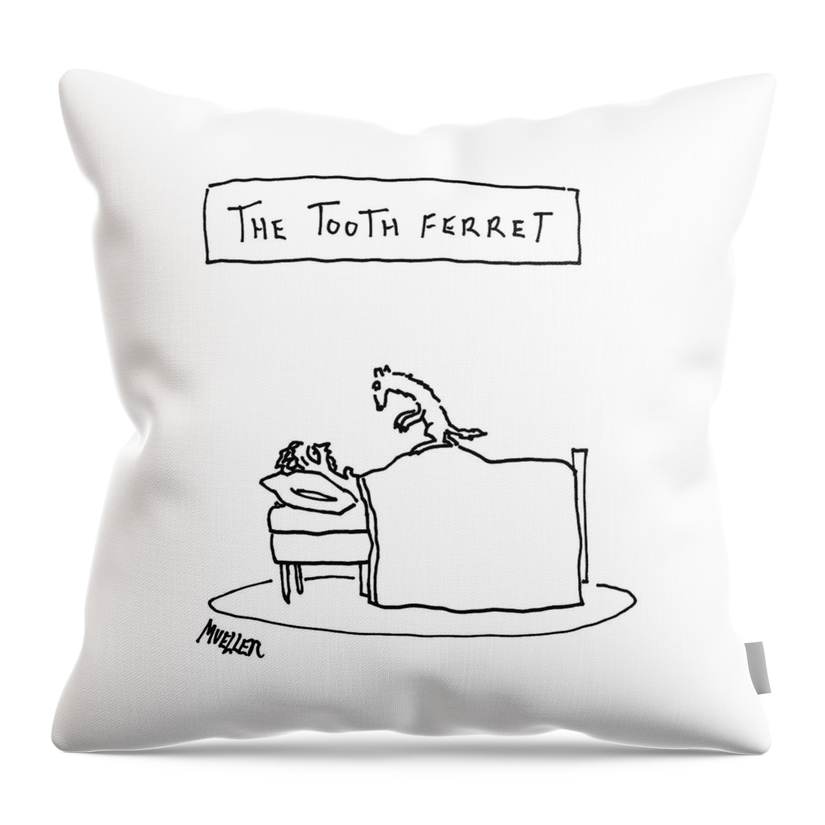 A Man Lies In Bed With A Ferret On Top Throw Pillow