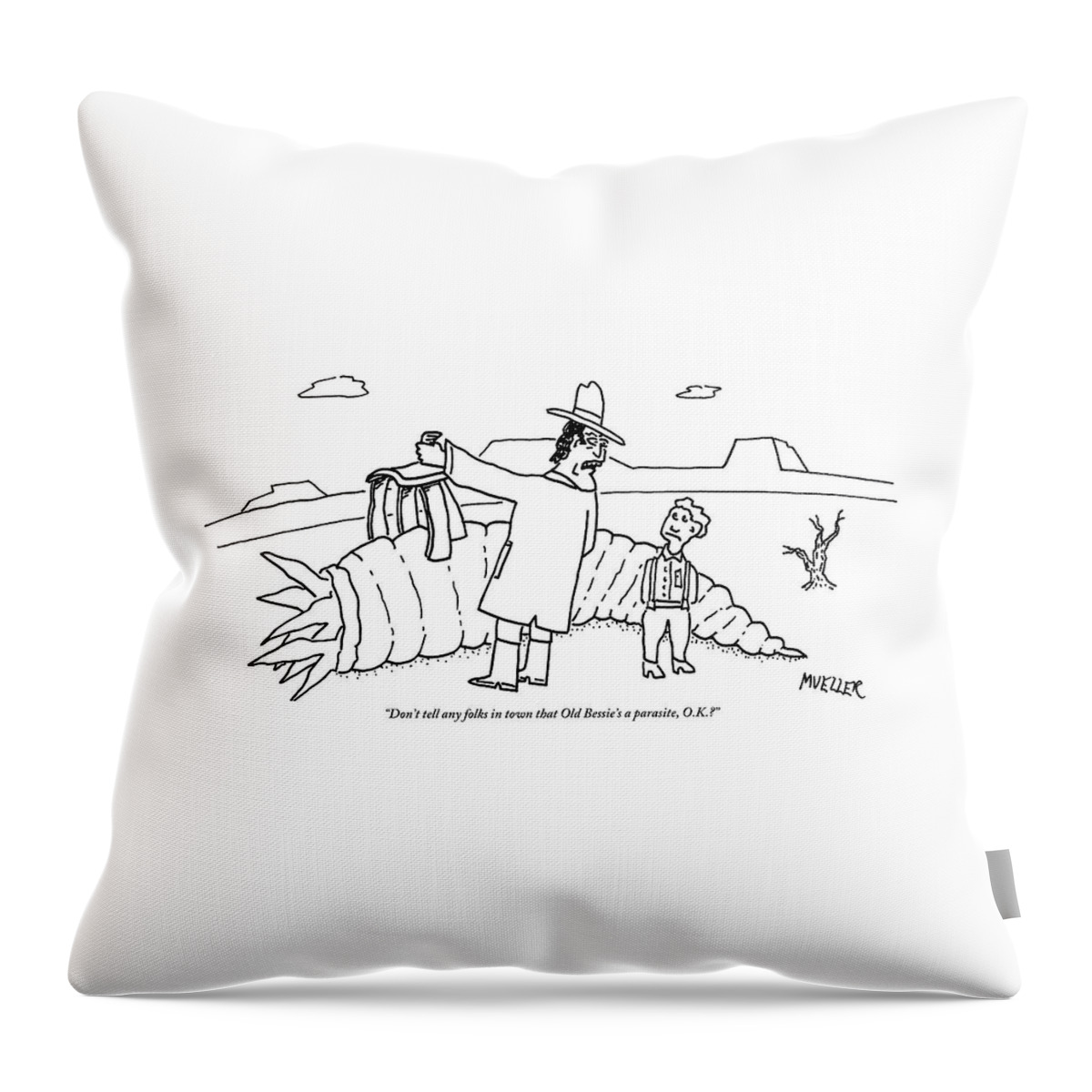 A Man Riding Through A Western Landscape Throw Pillow