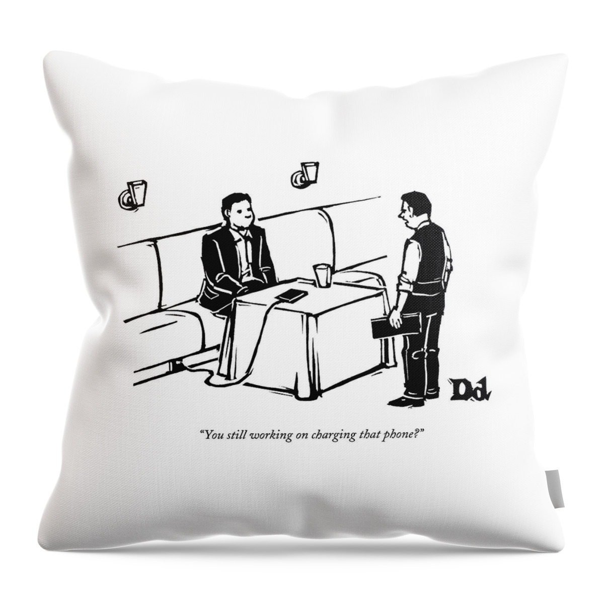 A Man Sits At A Restaurant Table Throw Pillow