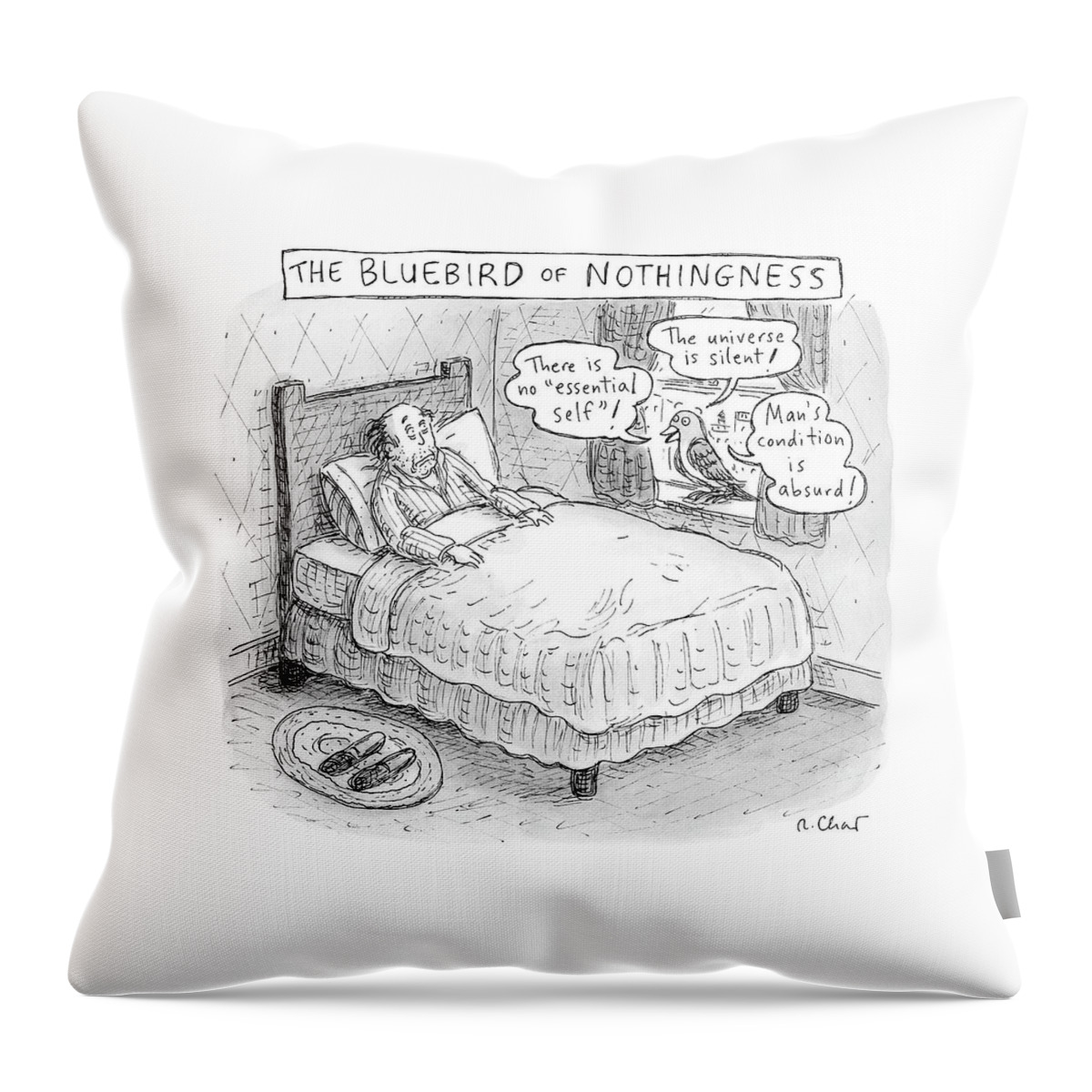 A Man Sits In Bed Throw Pillow