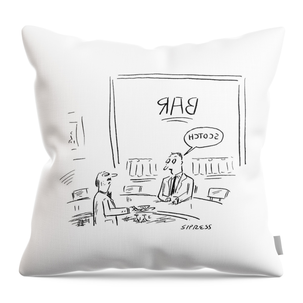 A Manis Speech Bubble With The Word Scotch Throw Pillow