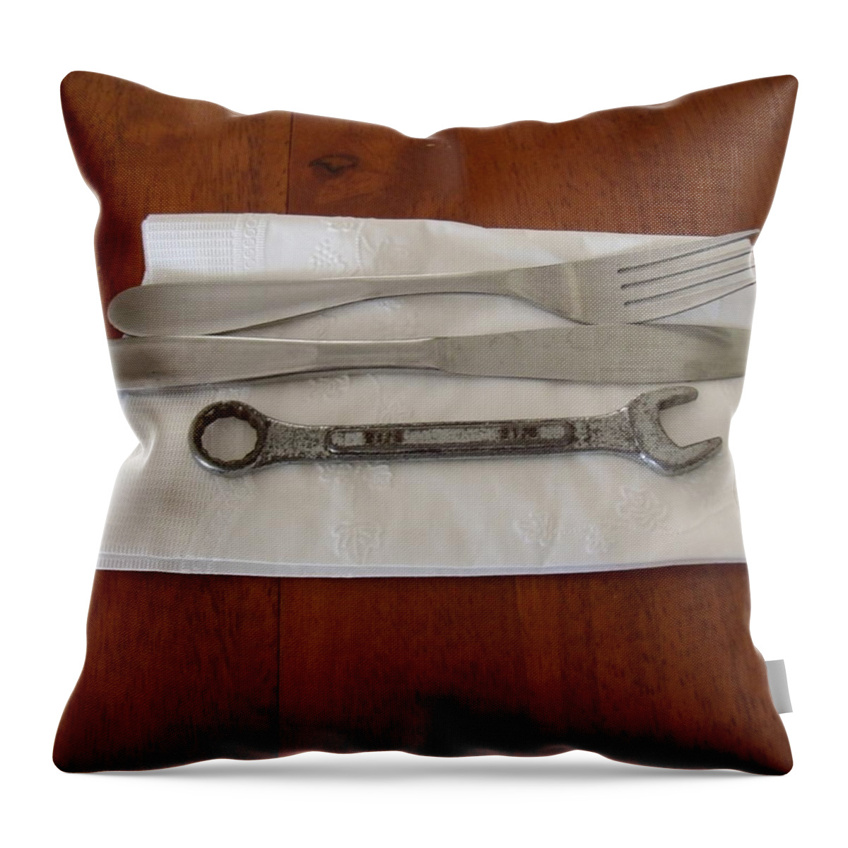 David S Reynolds Throw Pillow featuring the photograph A man's place setting by David S Reynolds