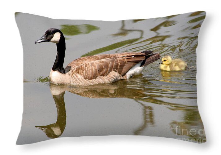 Goose Throw Pillow featuring the photograph A Mother's Love by Bob and Jan Shriner