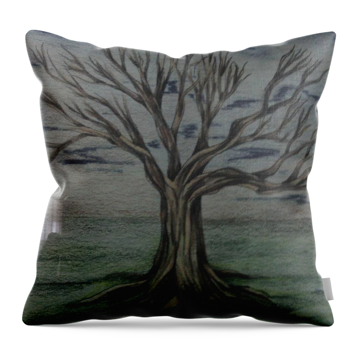 Tree Throw Pillow featuring the drawing a New Start by Robert Usher